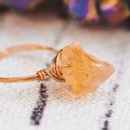 Raw Citrine Wire Wrapped Crystal Ring Finger Rings La Vie Bien Raw Citrine Wire Wrapped Crystal Ring