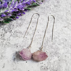 Raw Purple Amethyst Threader Earrings Crystal Earrings La Vie Bien Raw Purple Amethyst Threader Earrings
