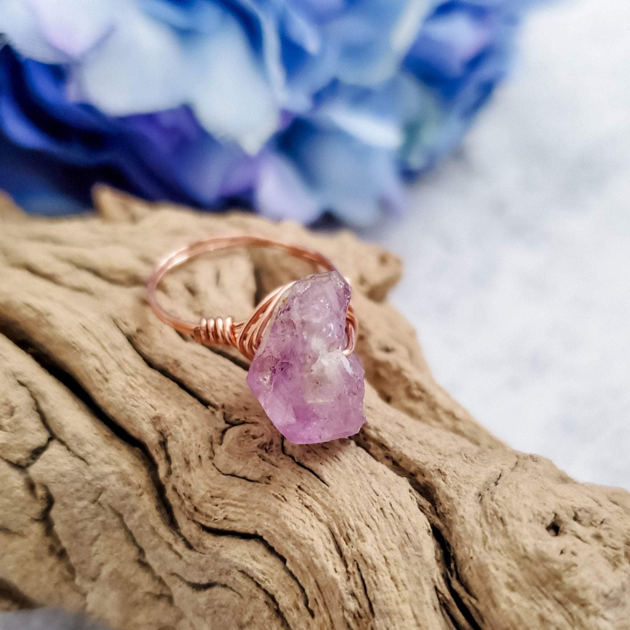 Raw Purple Amethyst Wire Wrapped Statement Ring Bridal Collection La Vie Bien Raw Purple Amethyst Wire Wrapped Statement Ring