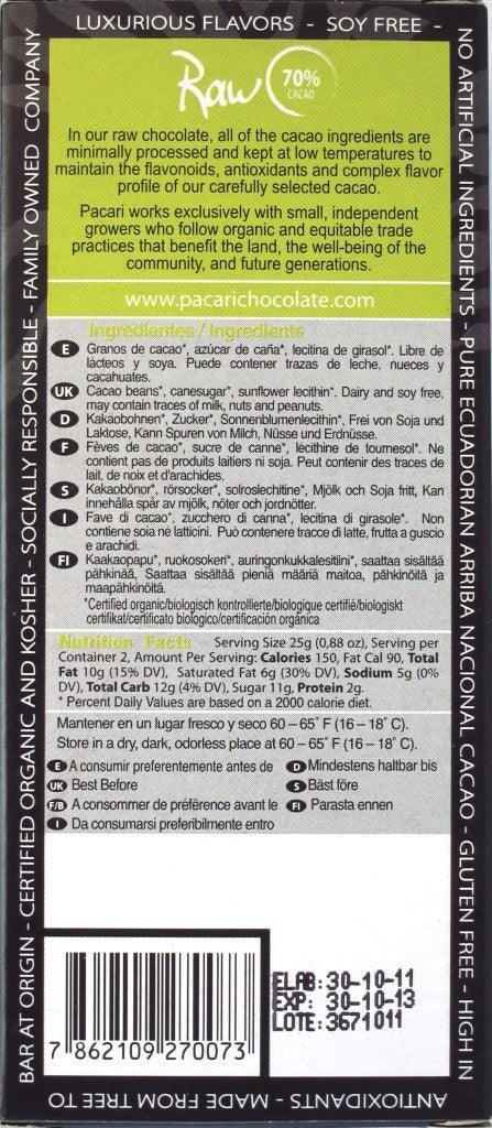 Raw Unroasted Organic Chocolate Bar 70% Chocolate La Vie Bien Raw Unroasted Organic Chocolate Bar 70%