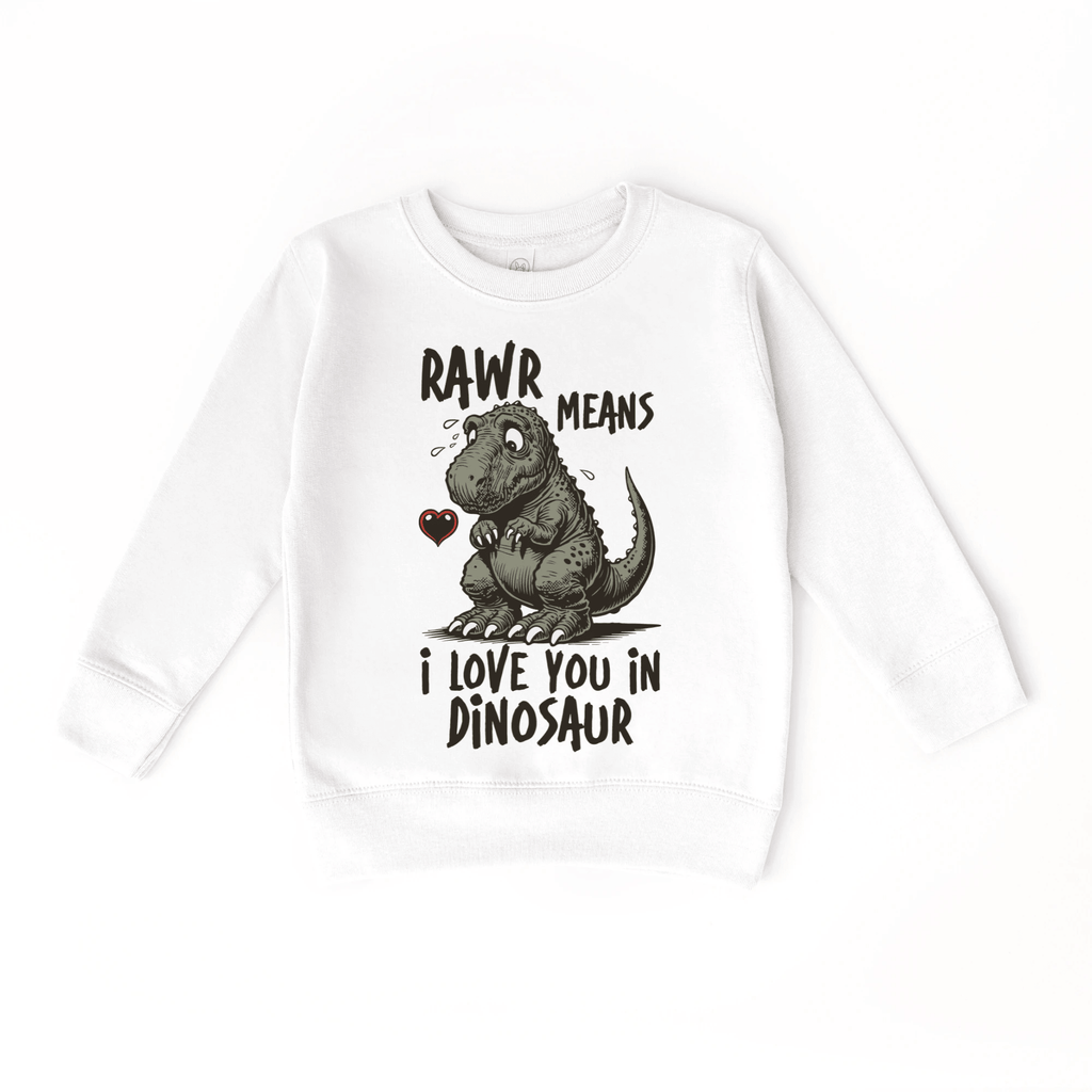 Rawr means I love you in Dinosaur toddler and youth Sweater, Valentine's Day collection by Benny and Ray Apparel