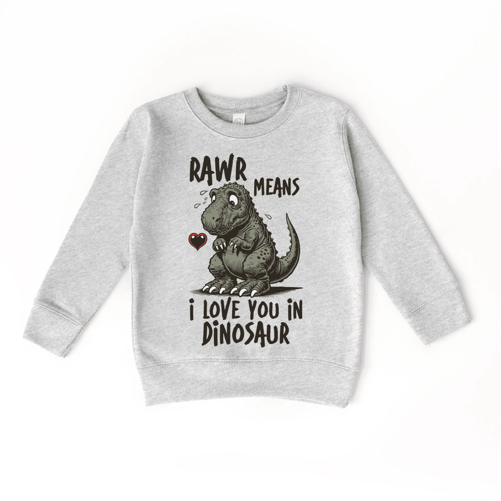 Rawr means I love you in Dinosaur toddler and youth Sweater, Valentine's Day collection by Benny and Ray Apparel