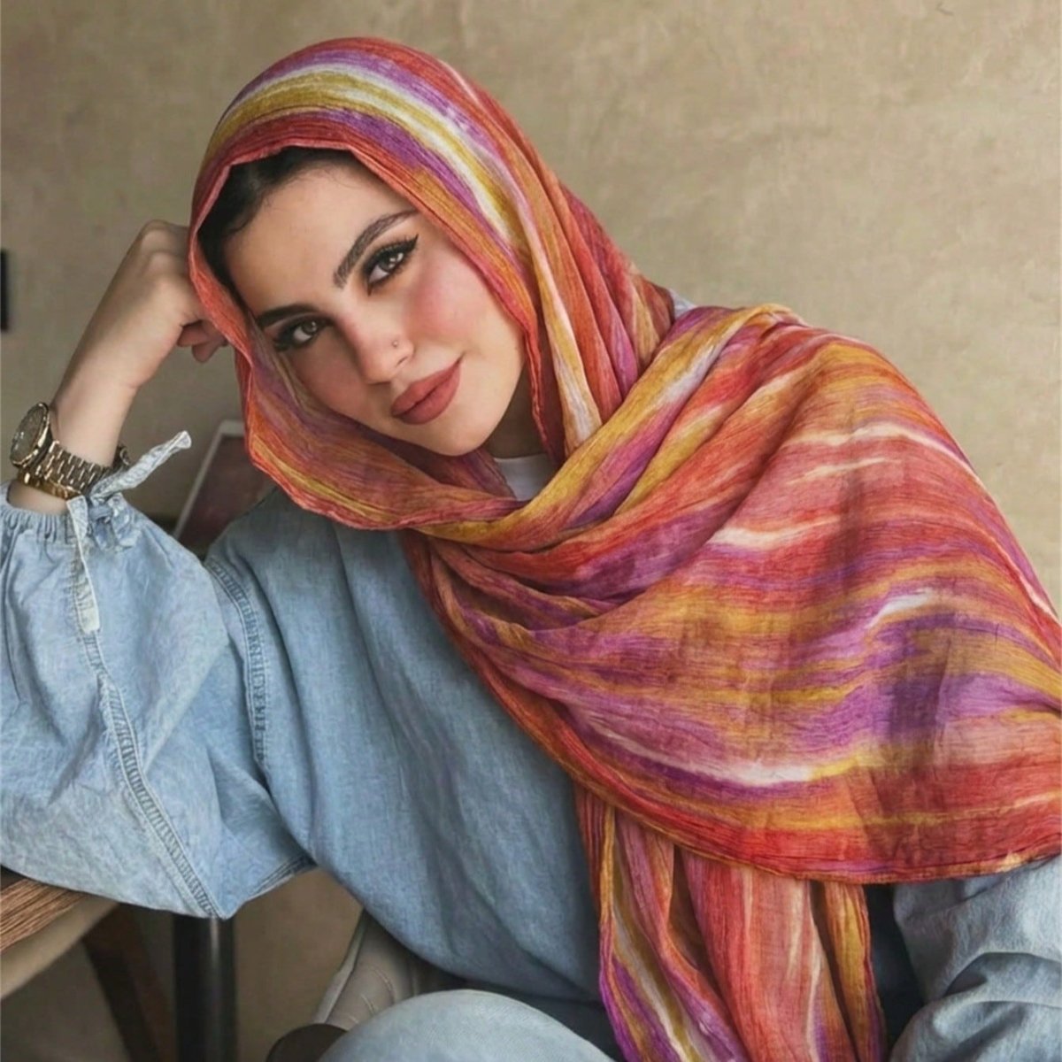 Rayon Gradient Tie-Dye Scarf | Rayon Gradient Hijab (MH216) La Vie Bien Rayon Gradient Tie-Dye Scarf | Rayon Gradient Hijab (MH216)