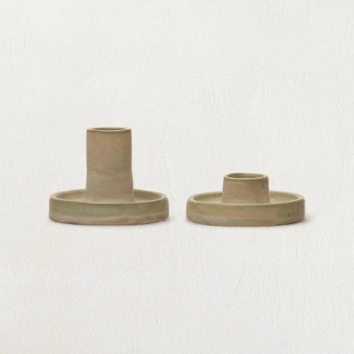 Reactive Glaze Stoneware Taper Candle Holders, Set of 2 by White Cliff Studio