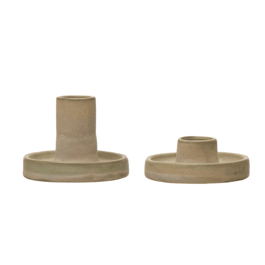 Reactive Glaze Stoneware Taper Candle Holders, Set of 2 by White Cliff Studio