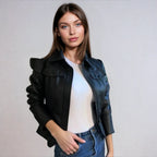 Ready in 5 Vegan Leather Peplum Jacket Jacket La Vie Bien Ready in 5 Vegan Leather Peplum Jacket