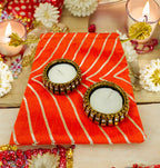 Ready-to gift Combo Set includes Two Kundan Diya's with Potli Gift Bag Favors & Return Gifts La Vie Bien Ready-to gift Combo Set includes Two Kundan Diya's with Potli Gift Bag