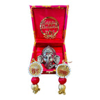 Ready-to-Gift Diwali Combos - German Silver Ganesha Hanging in Gift Box with Happy Diwali Decal La Vie Bien Ready-to-Gift Diwali Combos - German Silver Ganesha Hanging in Gift Box with Happy Diwali Decal