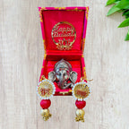 Ready-to-Gift Diwali Combos - German Silver Ganesha Hanging in Gift Box with Happy Diwali Decal La Vie Bien Ready-to-Gift Diwali Combos - German Silver Ganesha Hanging in Gift Box with Happy Diwali Decal