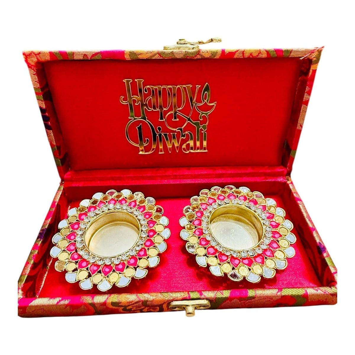 Ready-to-Gift Set- 2 Diyas in Gift Box with Happy Diwali Cutout La Vie Bien Ready-to-Gift Set- 2 Diyas in Gift Box with Happy Diwali Cutout