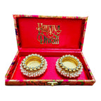 Ready-to-Gift Set- 2 Diyas in Gift Box with Happy Diwali Cutout La Vie Bien Ready-to-Gift Set- 2 Diyas in Gift Box with Happy Diwali Cutout