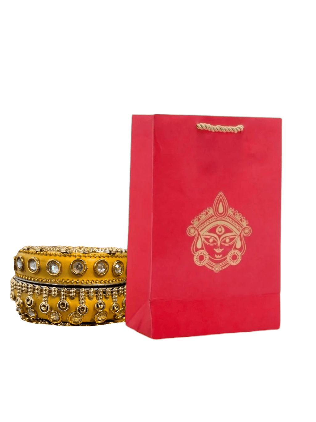 Ready to give Combo includes Stone Studded Stainless Steel Matki Box with Durga Gift Bag for Golu, Karwa Chauth, Navratri, Diwali Party, Indian Festivals Favors & Return Gifts La Vie Bien Ready to give Combo includes Stone Studded Stainless Steel Matki Box with Durga Gift Bag for Golu, Karwa Chauth, Navratri, Diwali Party, Indian Festivals