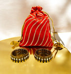 Ready to give Combo Set includes Two Kundan Diya's with Potli Gift Bag, Set of 4 Favors & Return Gifts La Vie Bien Ready to give Combo Set includes Two Kundan Diya's with Potli Gift Bag, Set of 4
