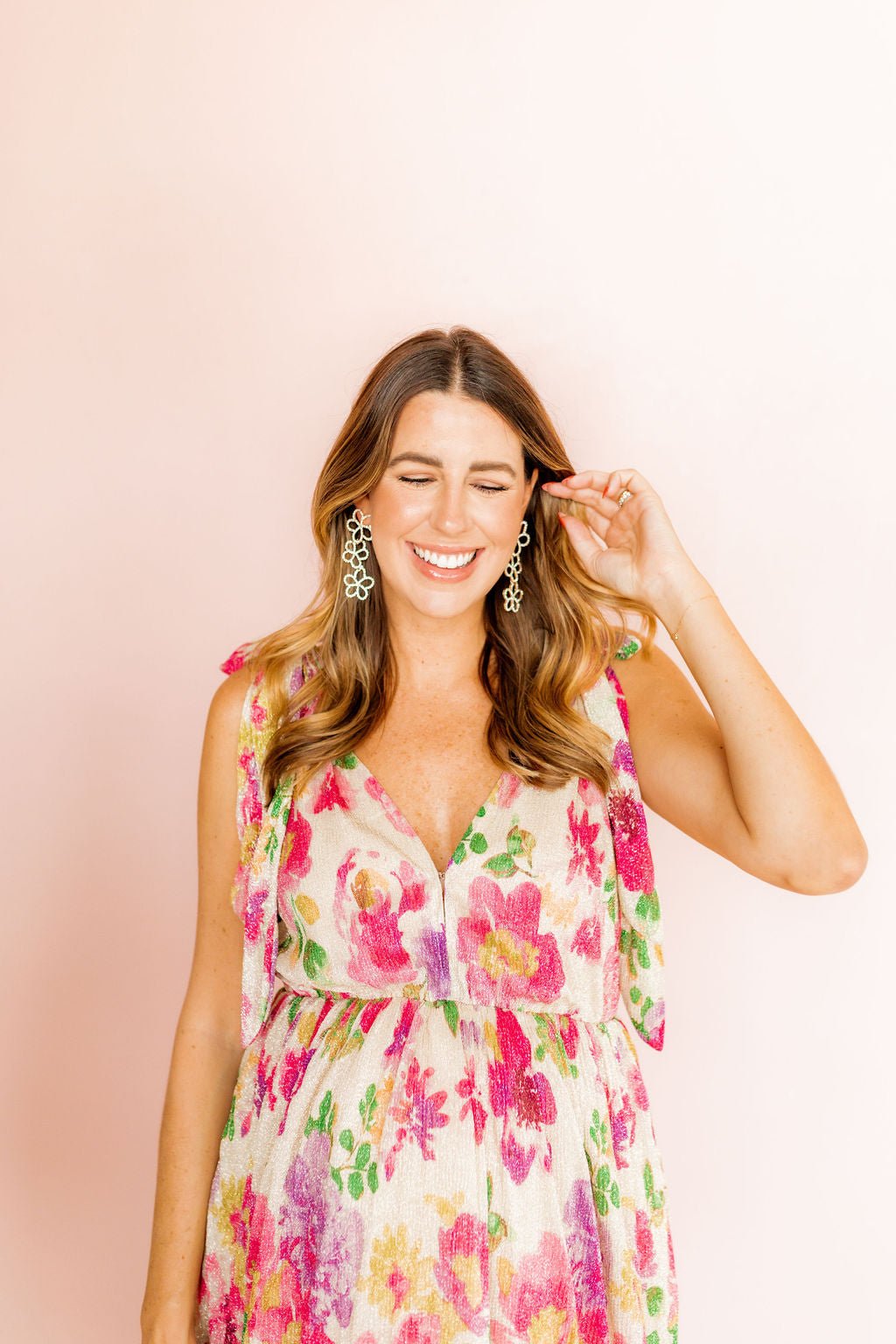 Reagan Flower Statement Earring - Clear