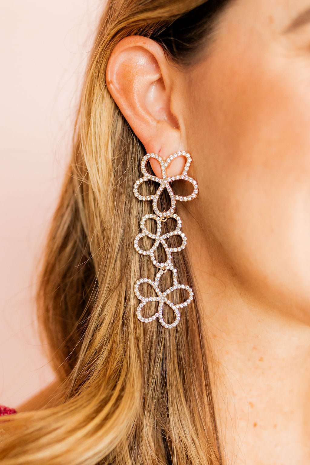 Reagan Flower Statement Earring - Clear