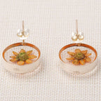 Real Sunflower & Sterling Post Earrings Earrings - Fine La Vie Bien Real Sunflower & Sterling Post Earrings