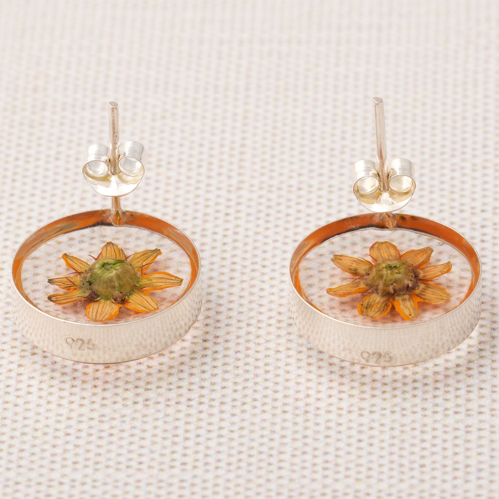 Real Sunflower & Sterling Post Earrings Earrings - Fine La Vie Bien Real Sunflower & Sterling Post Earrings