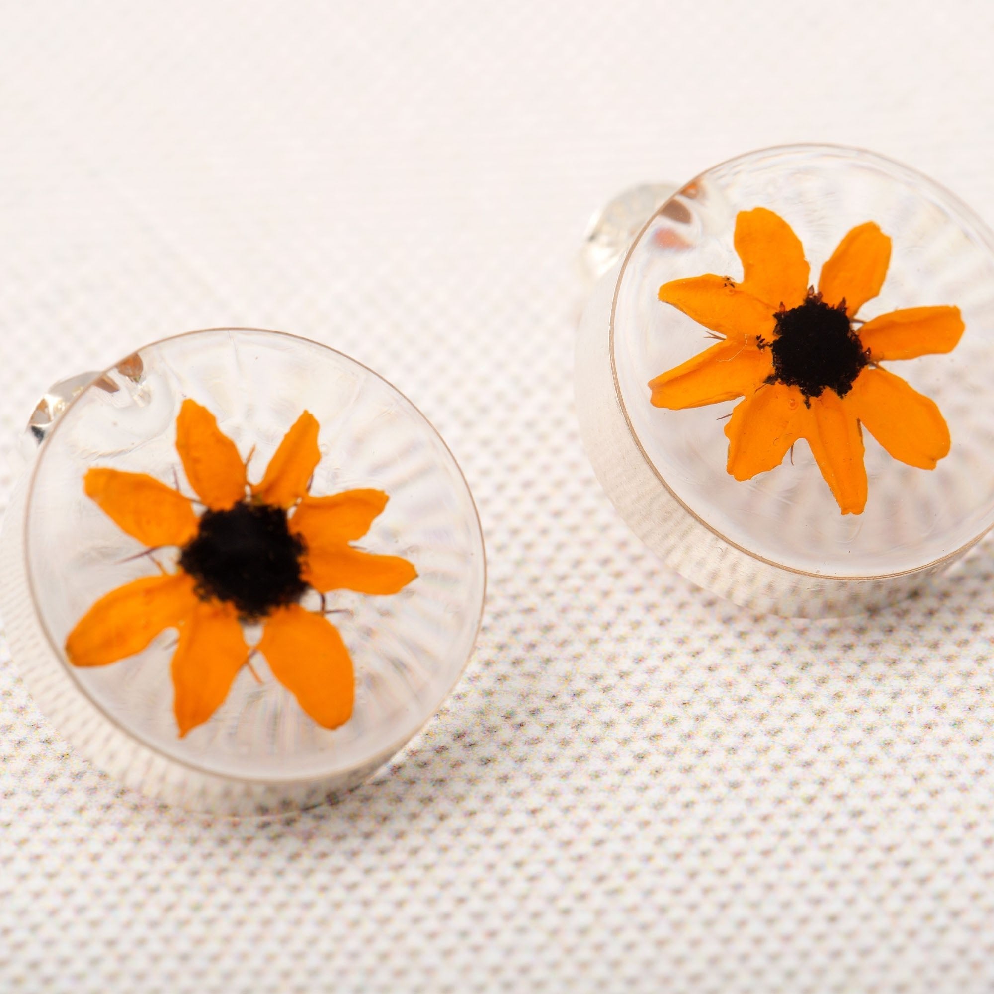 Real Sunflower & Sterling Post Earrings Earrings - Fine La Vie Bien Real Sunflower & Sterling Post Earrings