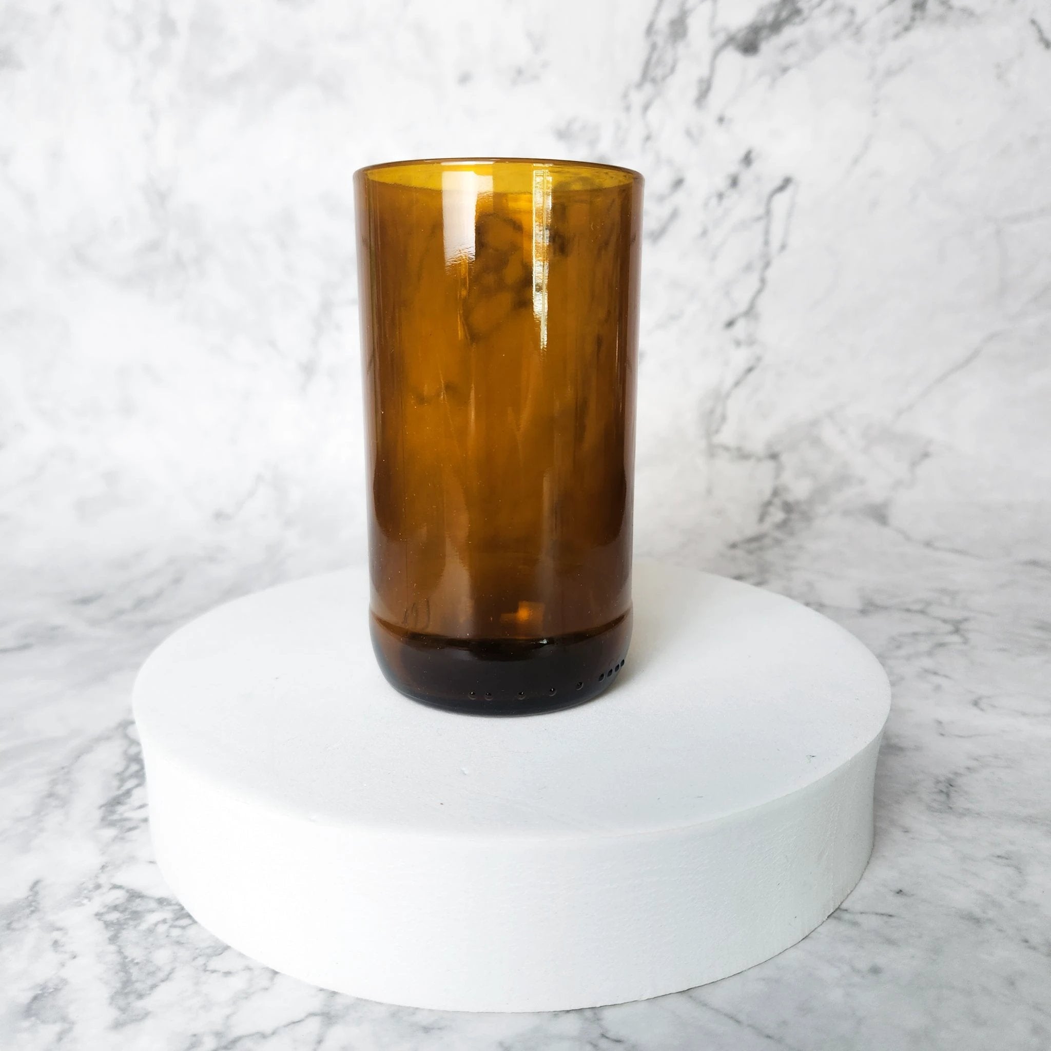Reclaimed Amber Glass Tall Tumblers – Set of 4 by Upavim Crafts