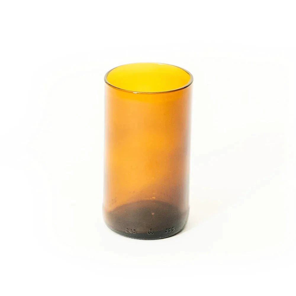 Reclaimed Amber Glass Tall Tumblers – Set of 4 by Upavim Crafts