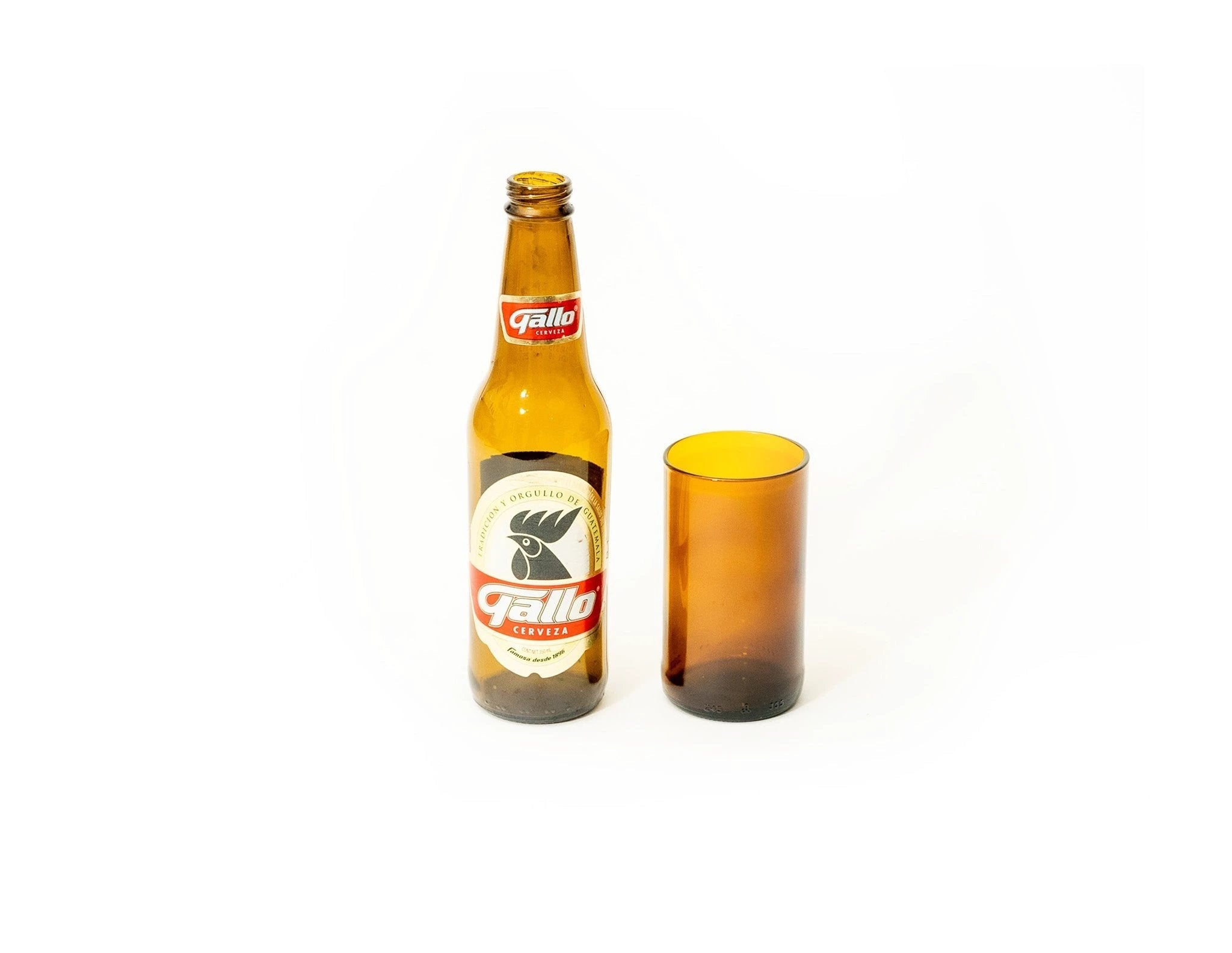 Reclaimed Amber Glass Tall Tumblers – Set of 4 by Upavim Crafts