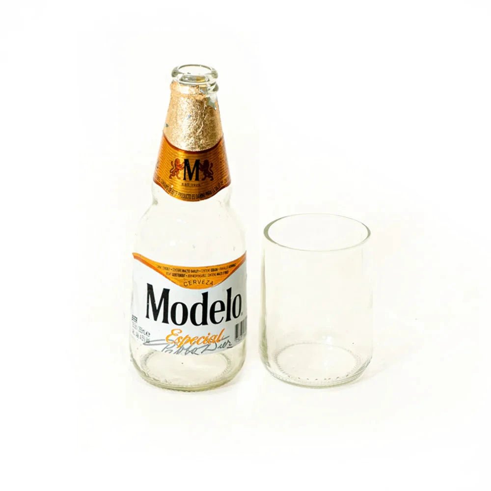 Reclaimed Clear Glass Short Tumblers – Set of 4 by Upavim Crafts