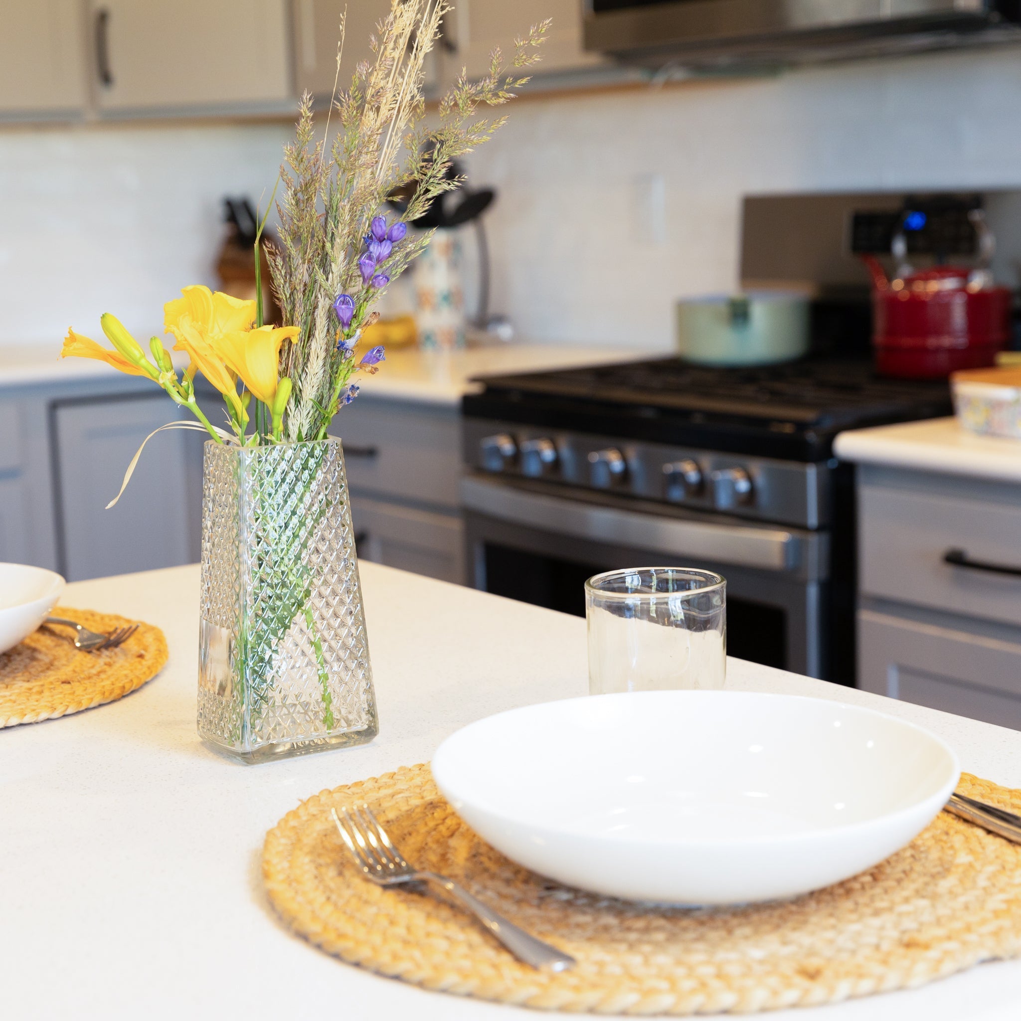 Reclaimed Glass Bottle Tapered Flower Vase Kitchen - Glass La Vie Bien Reclaimed Glass Bottle Tapered Flower Vase