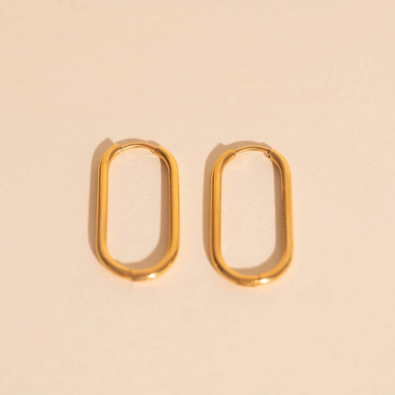 Rectangle Rounded Huggie Hoop Earrings by Oh Clementine