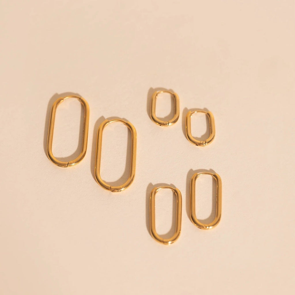 Rectangle Rounded Huggie Hoop Earrings by Oh Clementine