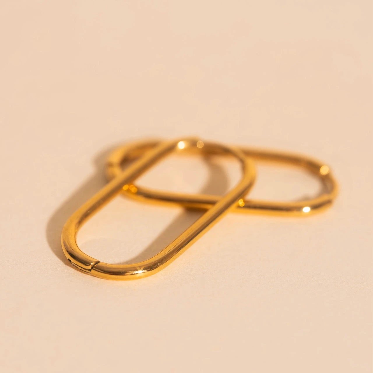 Rectangle Rounded Huggie Hoop Earrings by Oh Clementine