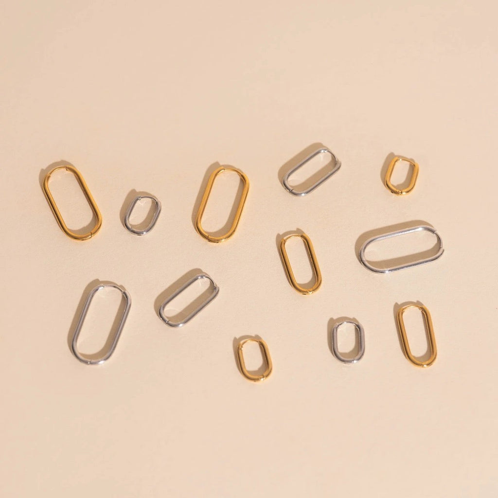 Rectangle Rounded Huggie Hoop Earrings by Oh Clementine