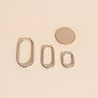 Rectangle Rounded Huggie Hoop Earrings by Oh Clementine