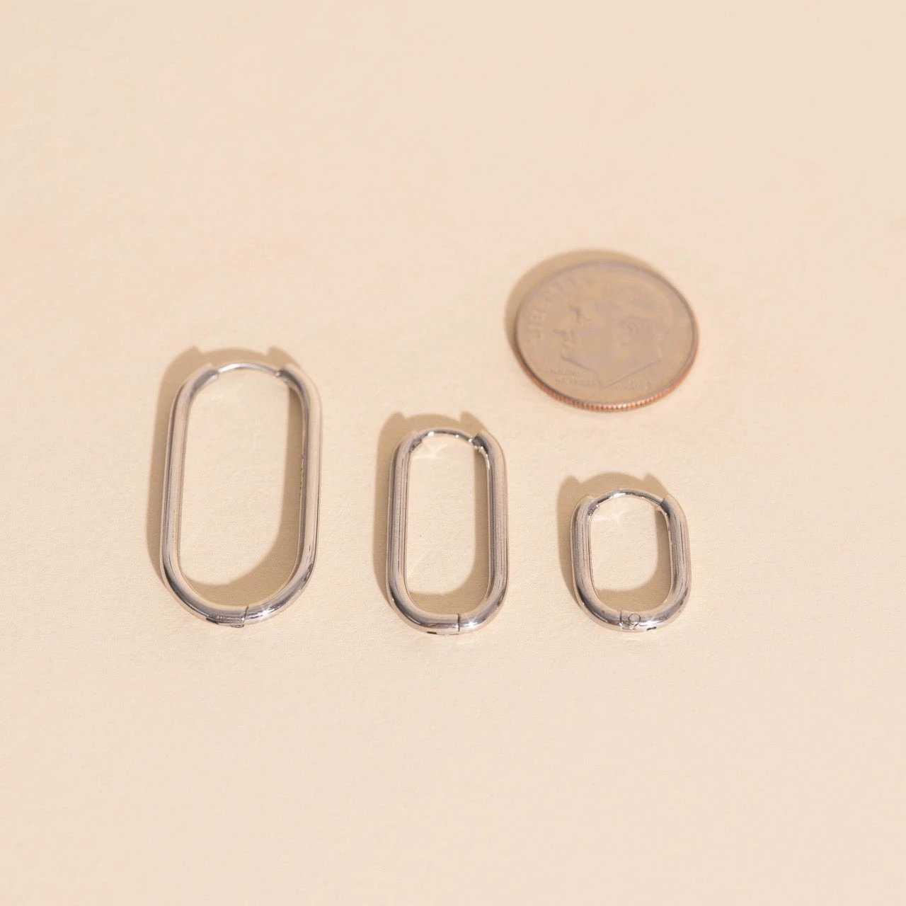 Rectangle Rounded Huggie Hoop Earrings by Oh Clementine