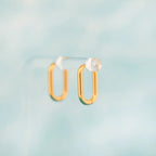 Rectangle Rounded Huggie Hoop Earrings by Oh Clementine
