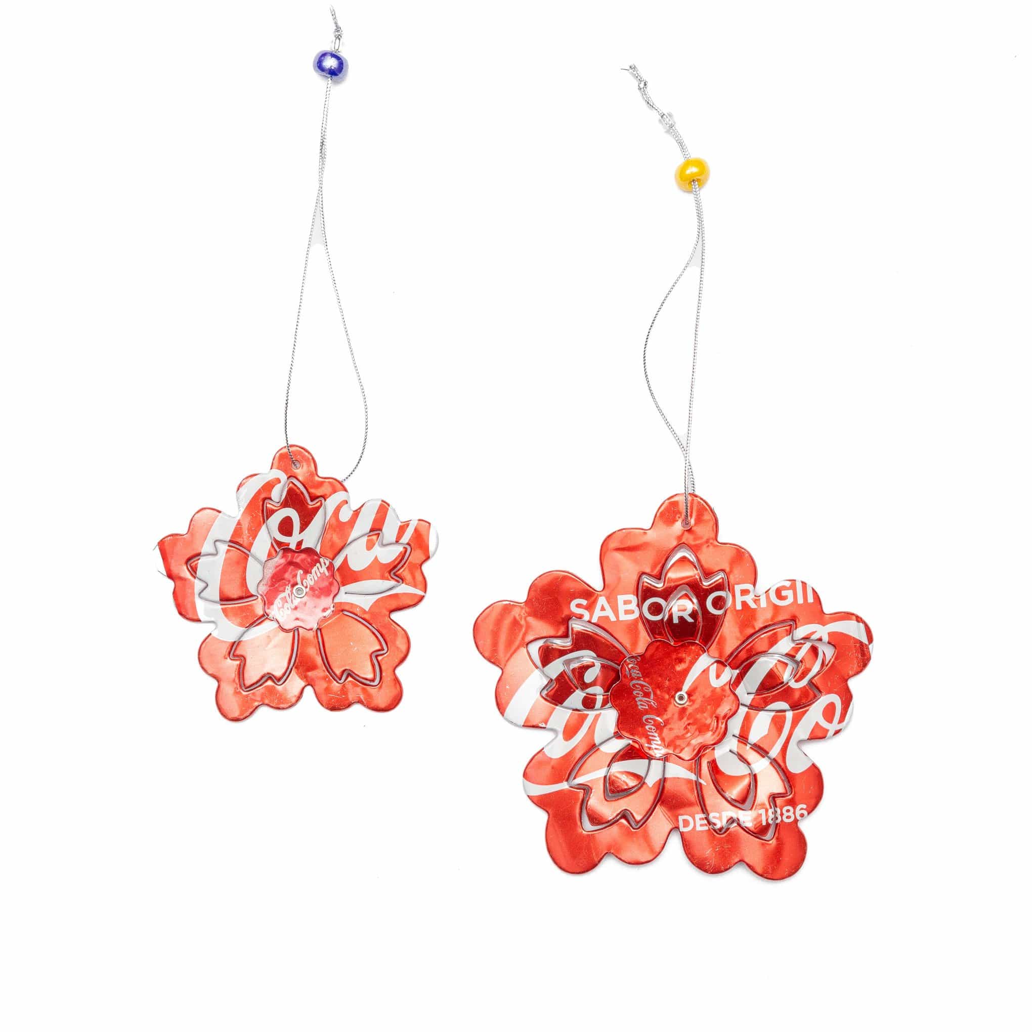 Recycled 3D Flower Ornament - Set of 2 Holiday La Vie Bien Recycled 3D Flower Ornament - Set of 2