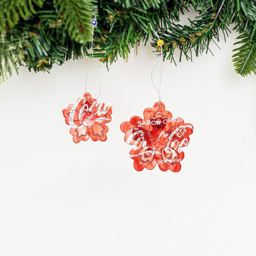 Recycled 3D Flower Ornament - Set of 2 Holiday La Vie Bien Recycled 3D Flower Ornament - Set of 2