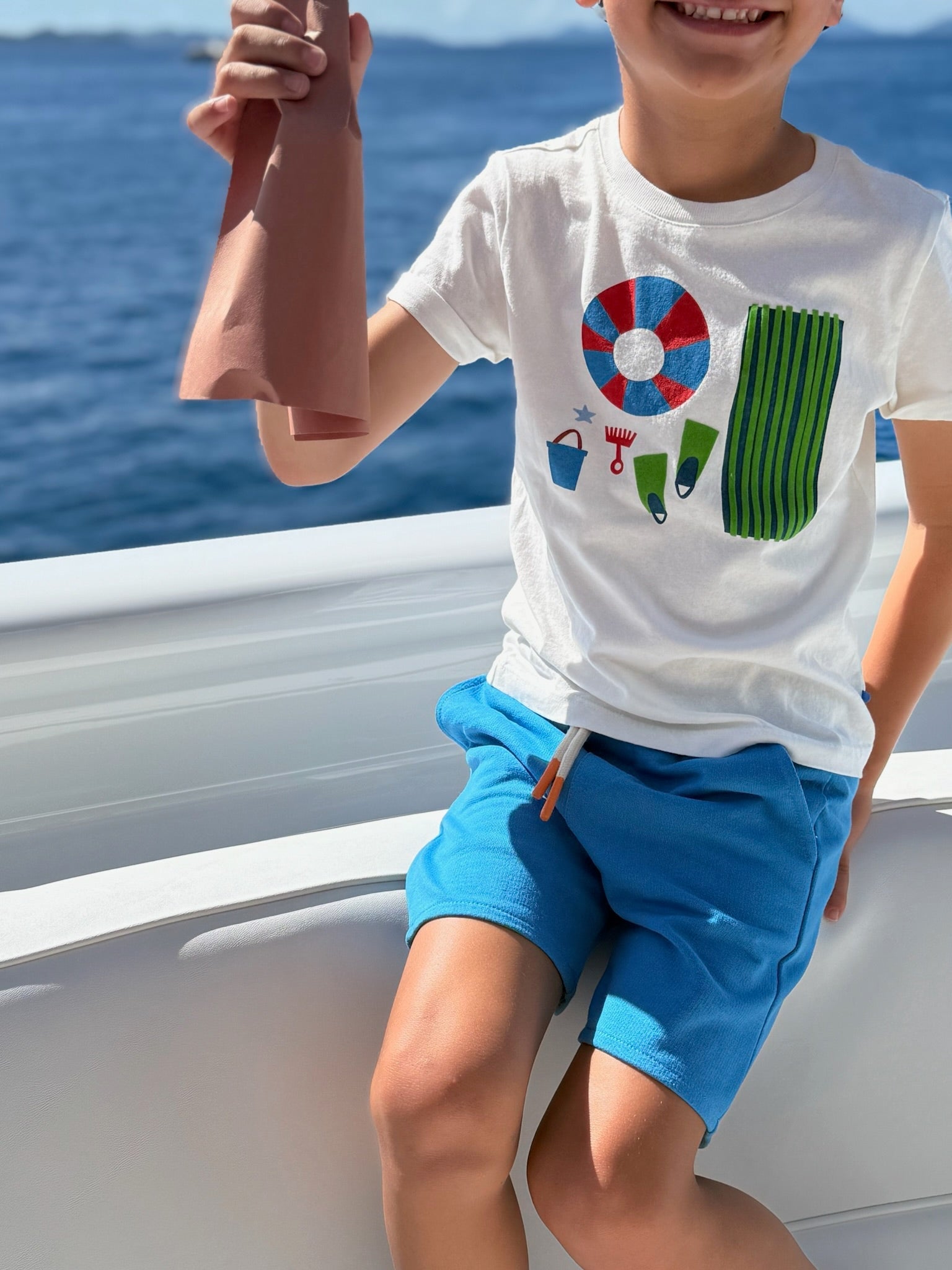 Recycled Cotton French Blue Kid Short Shorts La Vie Bien Recycled Cotton French Blue Kid Short