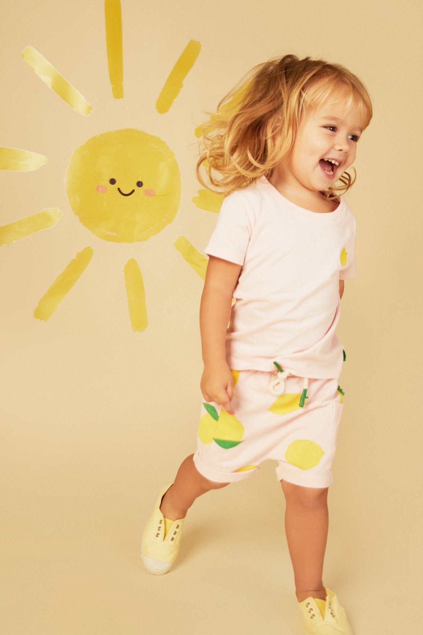 Recycled Cotton Lemon Baby Short Shorts La Vie Bien Recycled Cotton Lemon Baby Short