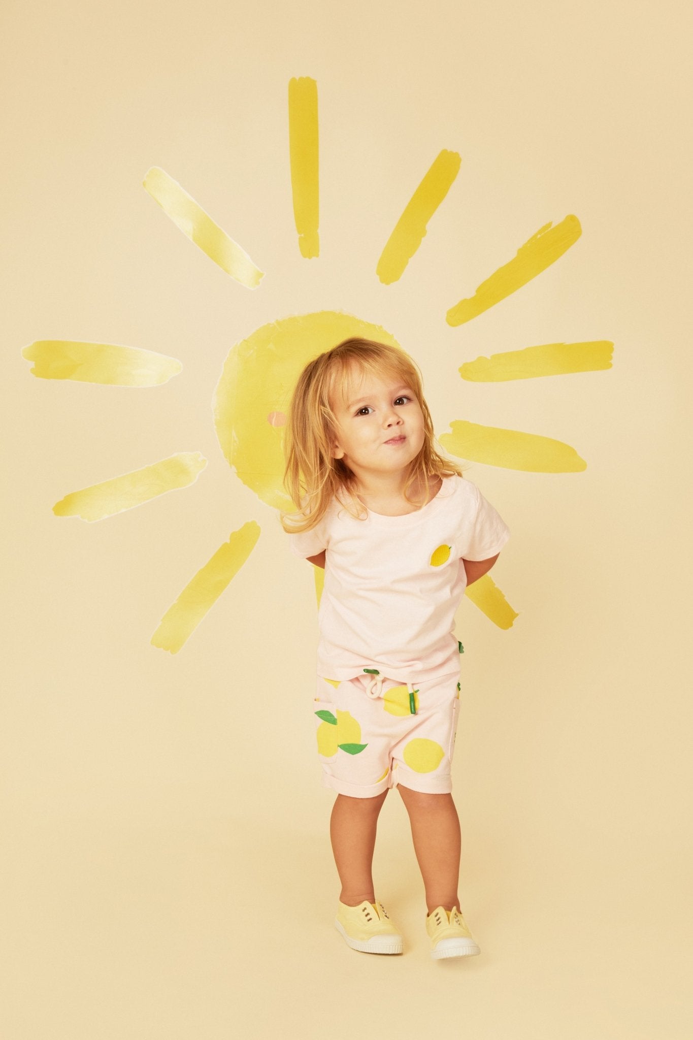 Recycled Cotton Lemon Baby Short Shorts La Vie Bien Recycled Cotton Lemon Baby Short