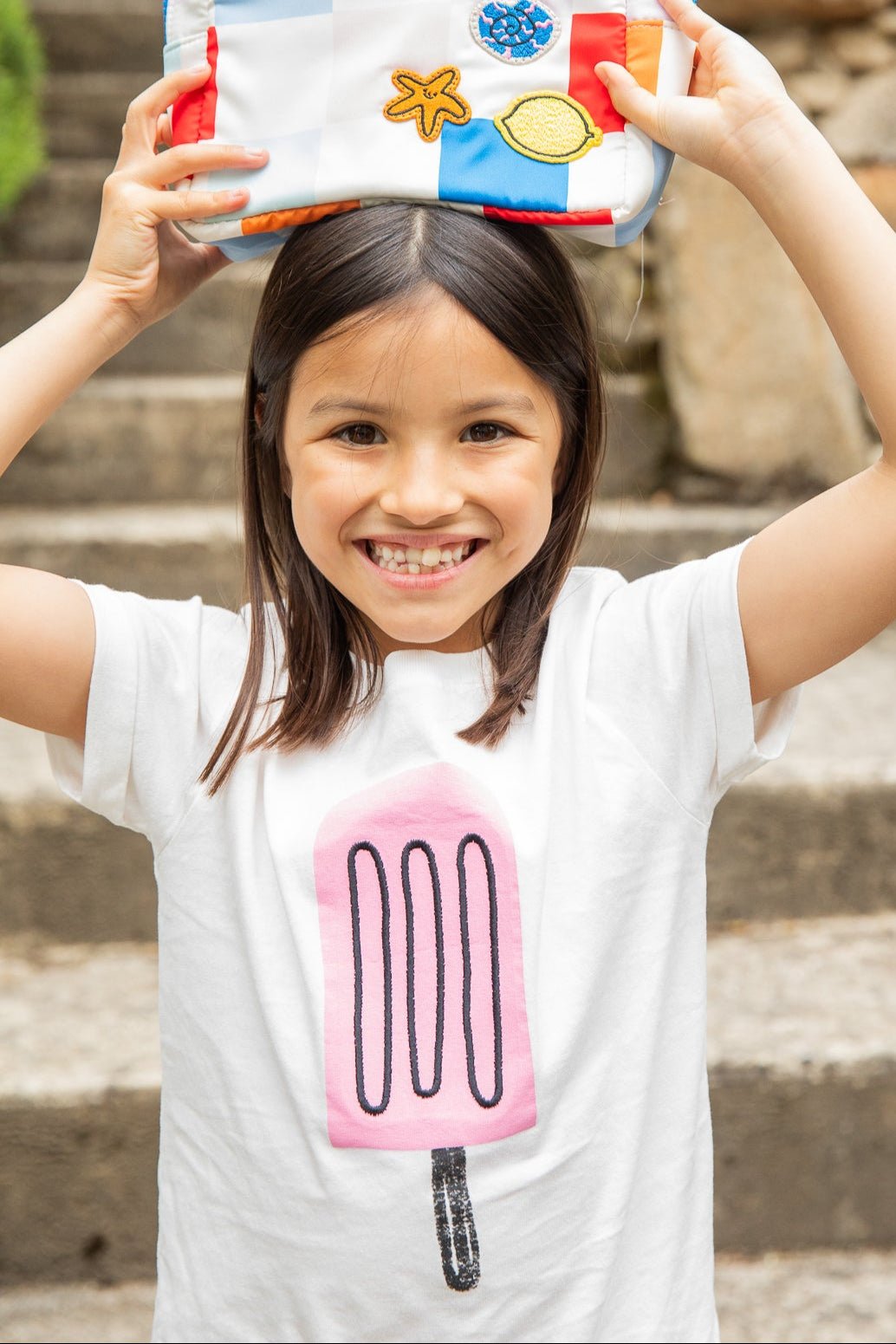 Recycled Cotton Pink Ice Pop Kid T-Shirt Shirts/Tops La Vie Bien Recycled Cotton Pink Ice Pop Kid T-Shirt