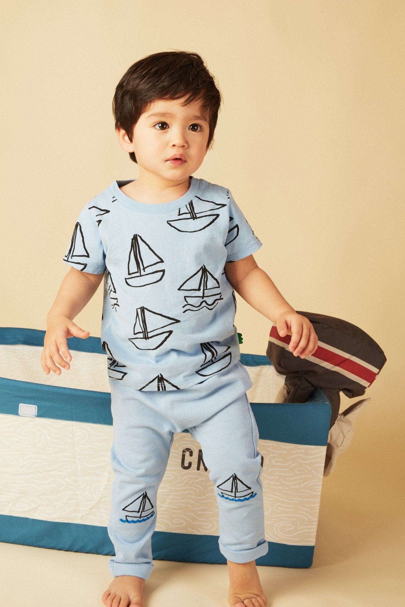 Recycled Cotton Sailboat Baby Joggers Joggers La Vie Bien Recycled Cotton Sailboat Baby Joggers