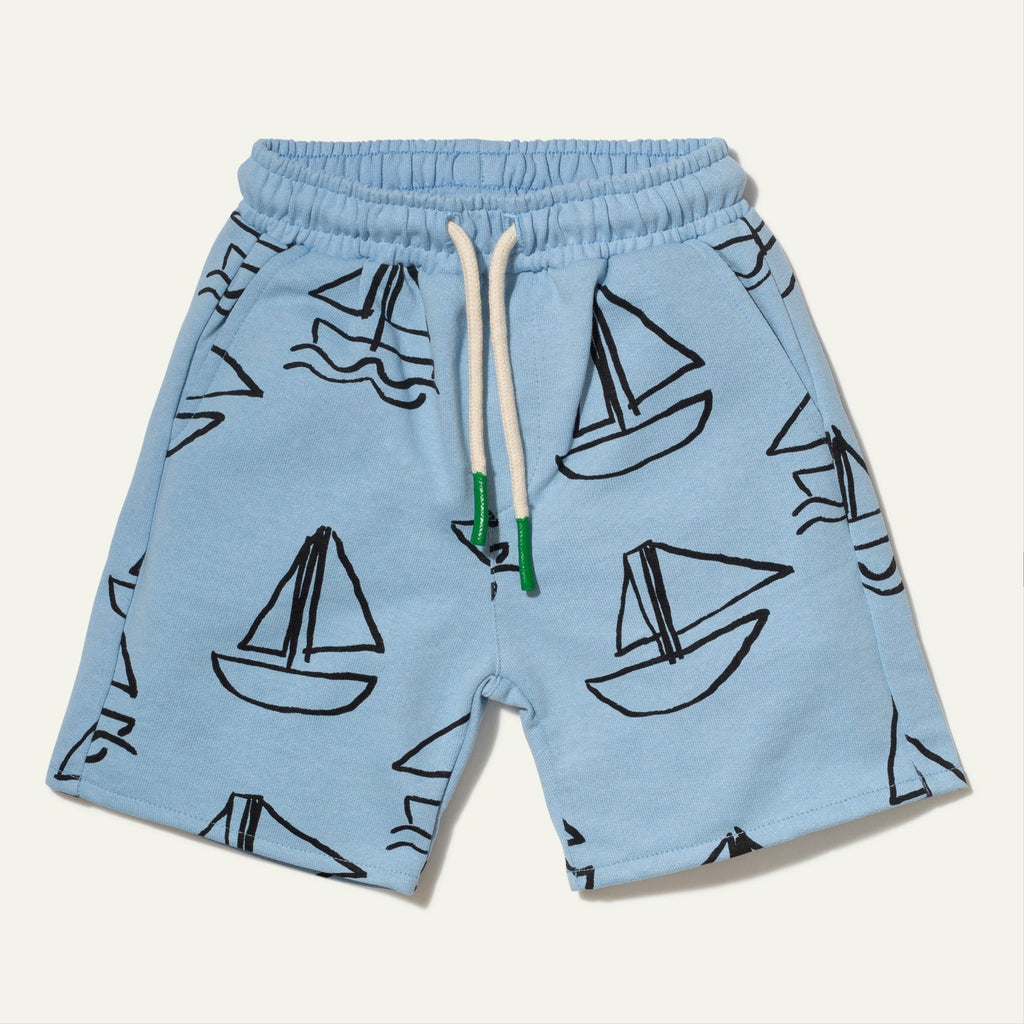 Recycled Cotton Sailboat Kid Short Shorts La Vie Bien Recycled Cotton Sailboat Kid Short