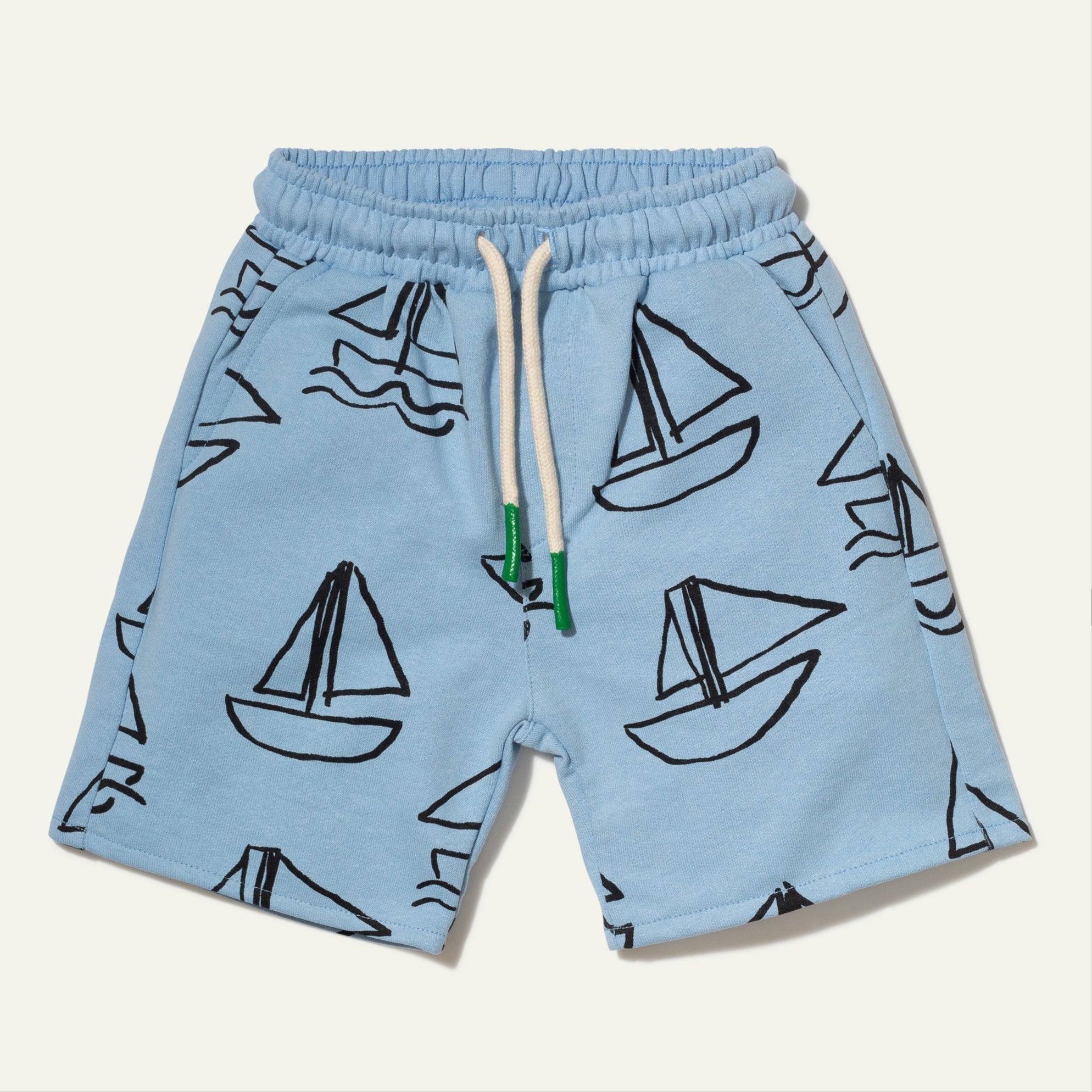 Recycled Cotton Sailboat Kid Short Shorts La Vie Bien Recycled Cotton Sailboat Kid Short
