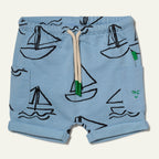 Recycled Cotton Sailboat Print Baby Short Shorts La Vie Bien Recycled Cotton Sailboat Print Baby Short
