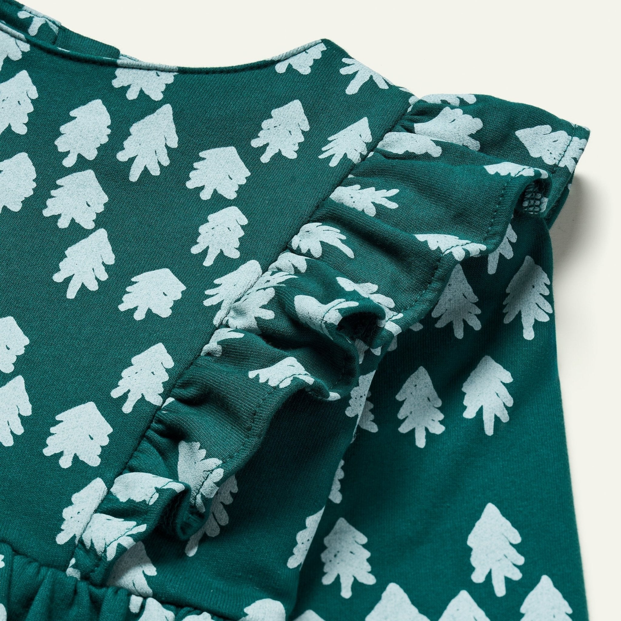 Recycled Cotton Snowy Pine Ruffle Dress Dresses La Vie Bien Recycled Cotton Snowy Pine Ruffle Dress