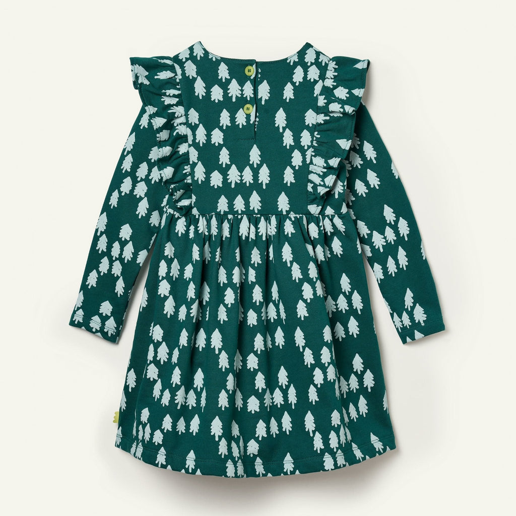 Recycled Cotton Snowy Pine Ruffle Dress Dresses La Vie Bien Recycled Cotton Snowy Pine Ruffle Dress