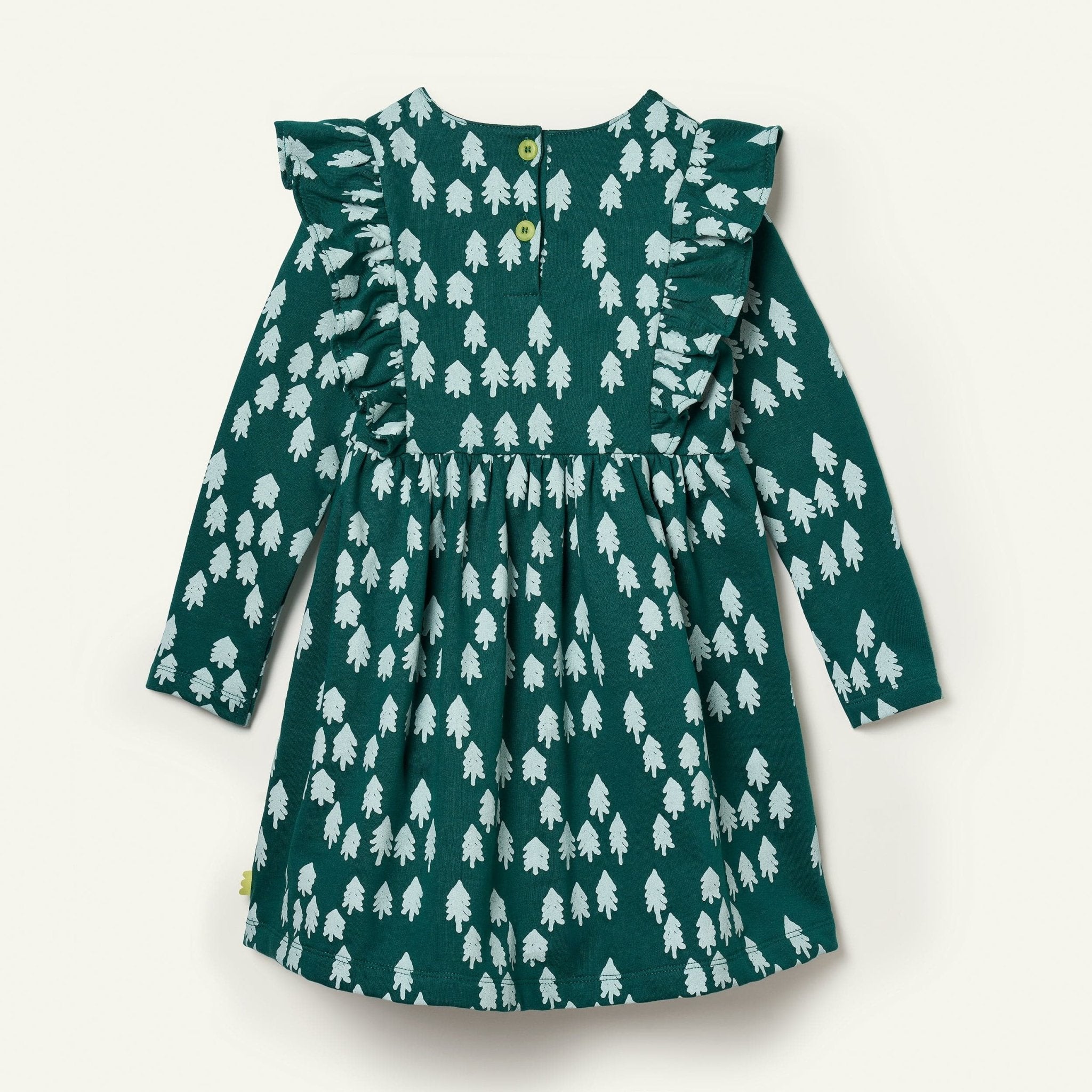 Recycled Cotton Snowy Pine Ruffle Dress Dresses La Vie Bien Recycled Cotton Snowy Pine Ruffle Dress