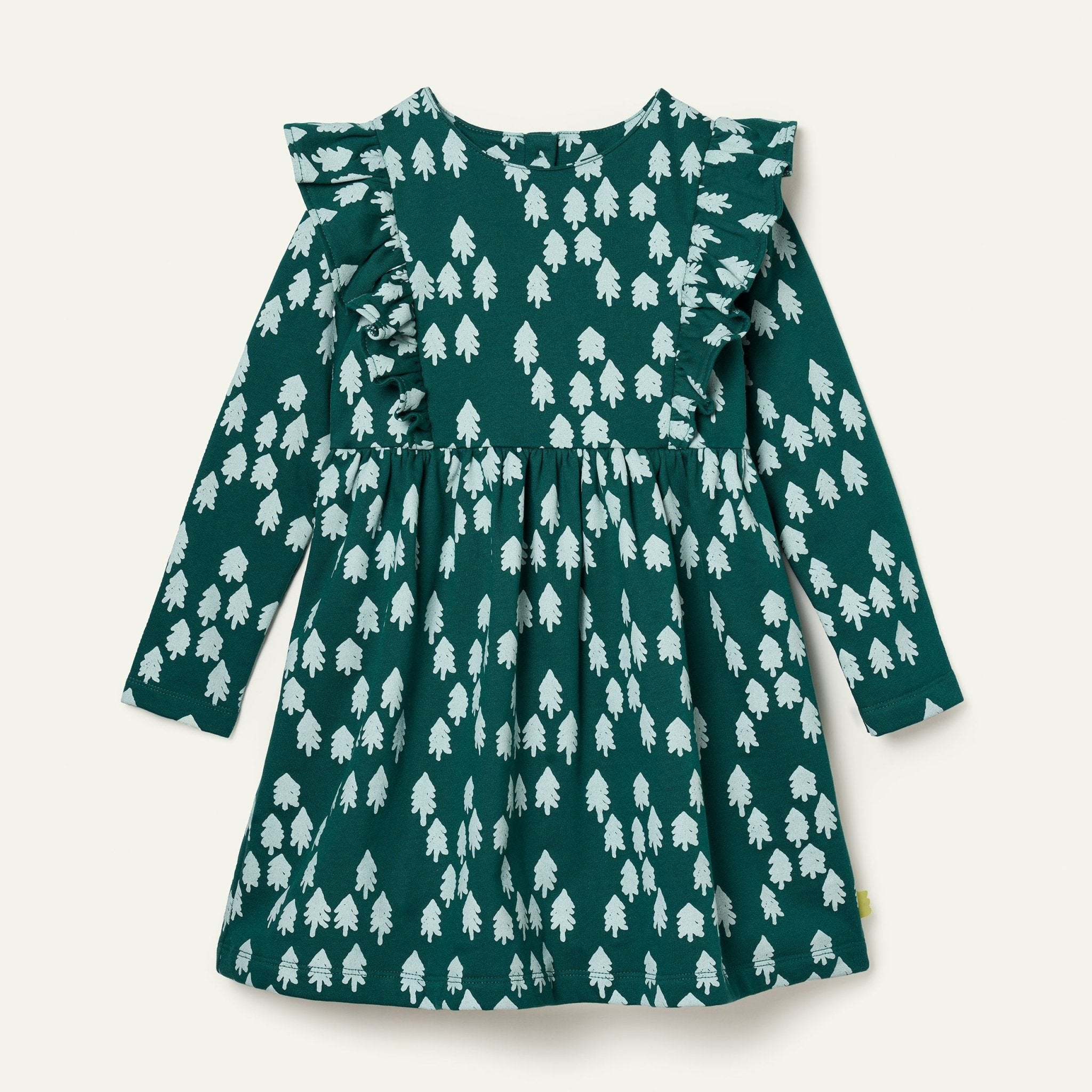 Recycled Cotton Snowy Pine Ruffle Dress Dresses La Vie Bien Recycled Cotton Snowy Pine Ruffle Dress