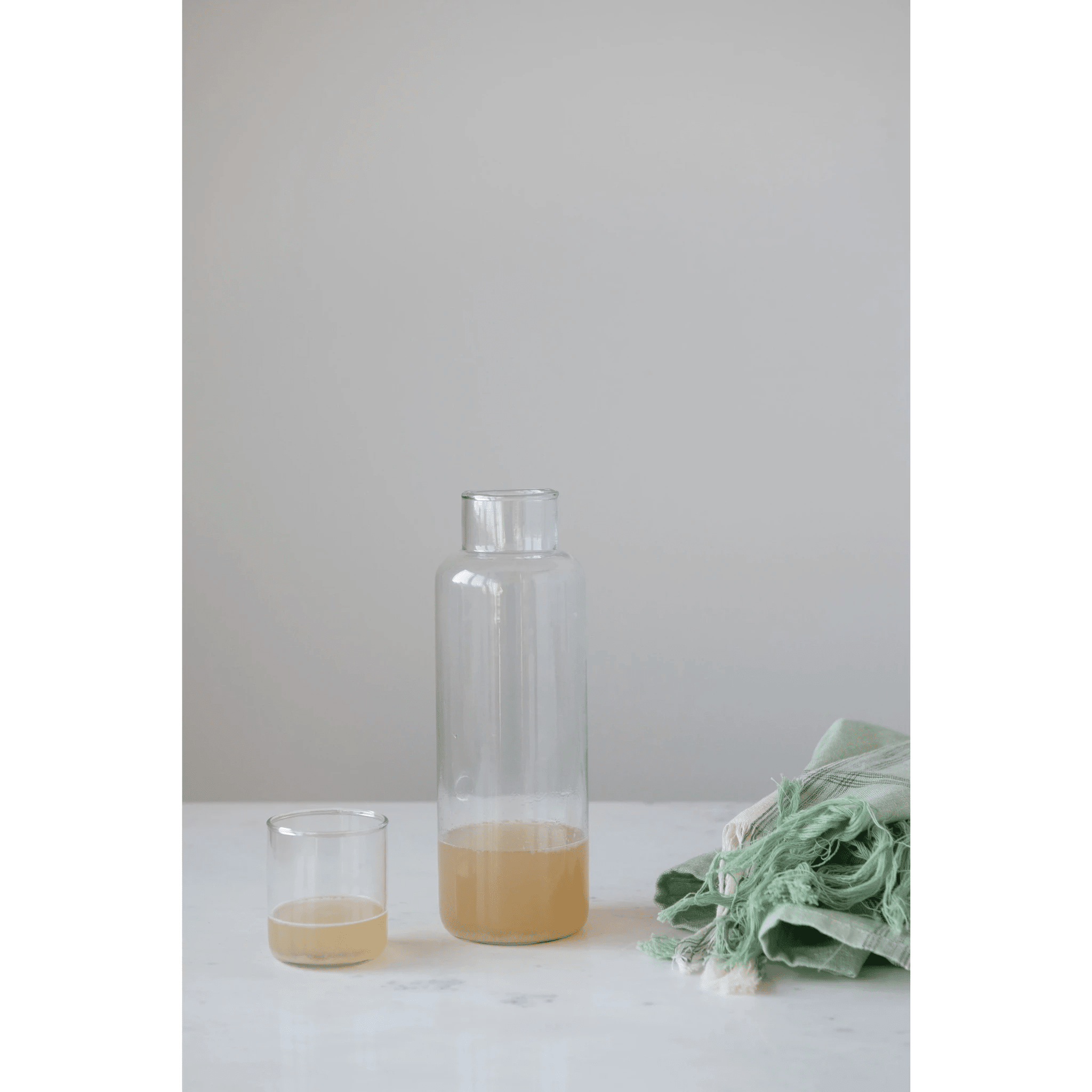 Recycled Glass Decanter with Drinking Glass, Set of 2 by White Cliff Studio