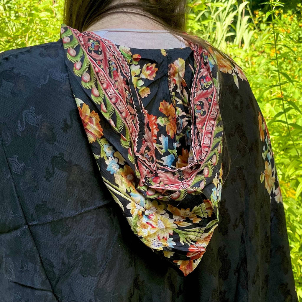 Recycled Sari Hooded Poncho Clothing and Accessories La Vie Bien Recycled Sari Hooded Poncho